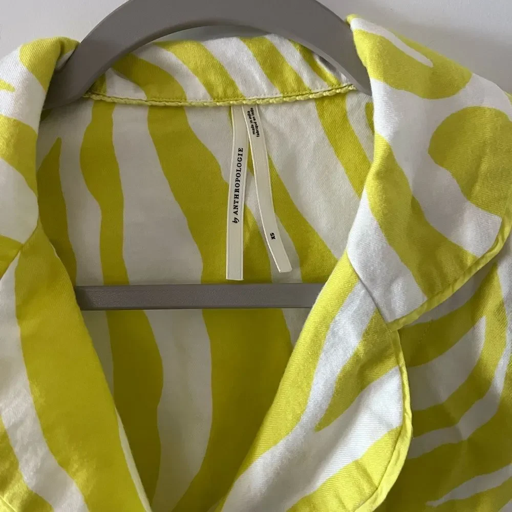 Anthropologie pajamas xs yellow and white striped pattern